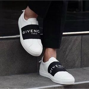 Givenchy Women’s White Leather Sneakers with Black Strap